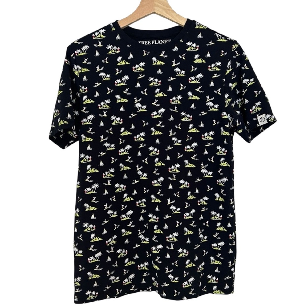 Free Planet Men’s‎ Surfer Hula Island T-Shirt Navy Tropical Size Small